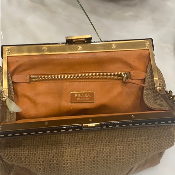 Prada Tan/Gold Paglia Coco Frame Gold chain strap - Picture 8 of 11